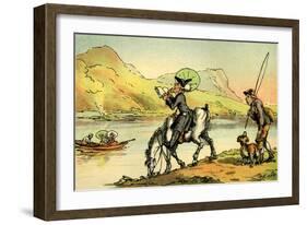 'Dr Syntax sketching the lake'-Thomas Rowlandson-Framed Giclee Print