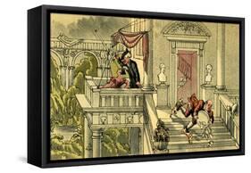 'Dr Syntax star-gazing'-Thomas Rowlandson-Framed Stretched Canvas