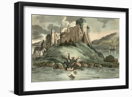 Dr Syntax Tumbling into the Water-Thomas Rowlandson-Framed Art Print