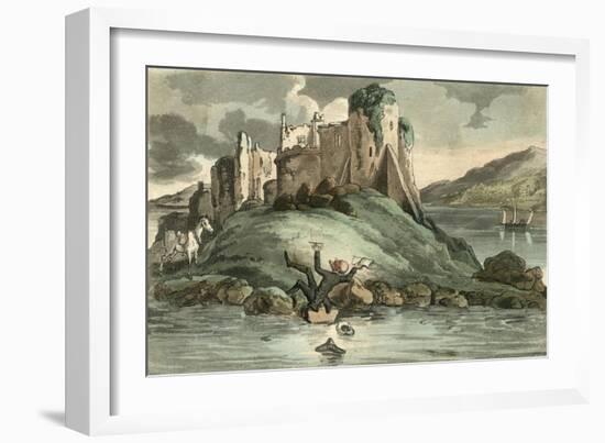 Dr Syntax Tumbling into the Water-Thomas Rowlandson-Framed Art Print