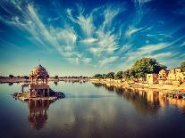 Vintage Retro Effect Filtered Hipster Style Image of Indian Landmark Gadi Sagar - Artificial Lake.-DR Travel Photo and Video-Stretched Canvas