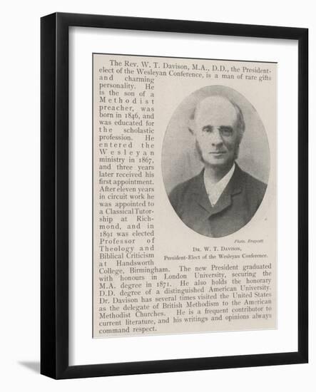 Dr W T Davison, President-Elect of the Wesleyan Conference-null-Framed Giclee Print