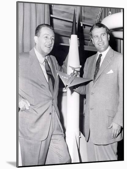Dr Werhner Von Braun with Walt Disney-null-Mounted Photo