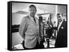 Dr. Werner Von Braun and Paul Horgan with a Piece from the Goddard Rocket Collection-J^ R^ Eyerman-Framed Stretched Canvas