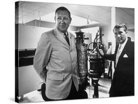 Dr. Werner Von Braun and Paul Horgan with a Piece from the Goddard Rocket Collection-J^ R^ Eyerman-Stretched Canvas
