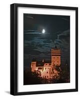 Dracula Castle at Night, Bran Castle, Transylvania, Romania-Russell Young-Framed Photographic Print