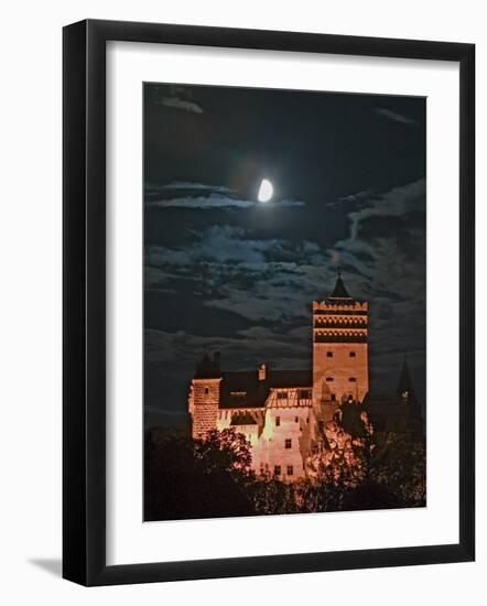 Dracula Castle at Night, Bran Castle, Transylvania, Romania-Russell Young-Framed Photographic Print