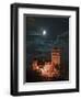 Dracula Castle at Night, Bran Castle, Transylvania, Romania-Russell Young-Framed Photographic Print