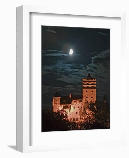 Dracula Castle at Night, Bran Castle, Transylvania, Romania-Russell Young-Framed Photographic Print