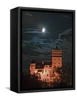 Dracula Castle at Night, Bran Castle, Transylvania, Romania-Russell Young-Framed Stretched Canvas