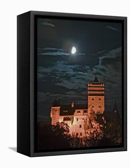 Dracula Castle at Night, Bran Castle, Transylvania, Romania-Russell Young-Framed Stretched Canvas