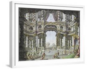 Draft for the Stage Design of Didone Abbandonata by Pietro Metastasio. Dresden 1742-Giuseppe Bibiena-Framed Giclee Print