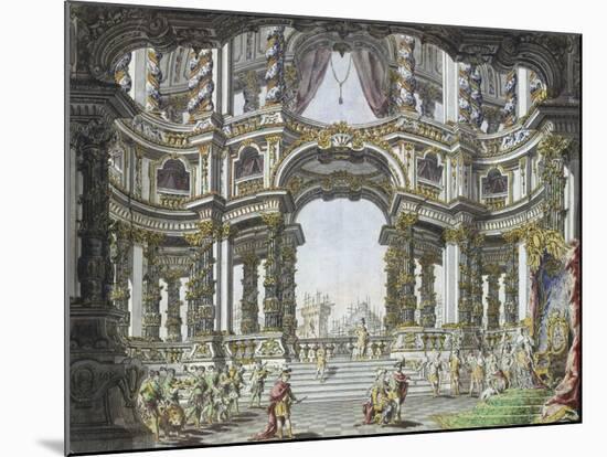 Draft for the Stage Design of Didone Abbandonata by Pietro Metastasio. Dresden 1742-Giuseppe Bibiena-Mounted Giclee Print