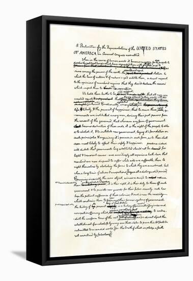 Draft of the Declaration of Independence in Jefferson's Handwriting, Page 1-null-Framed Stretched Canvas