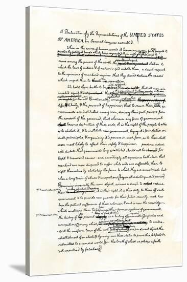 Draft of the Declaration of Independence in Jefferson's Handwriting, Page 1-null-Stretched Canvas