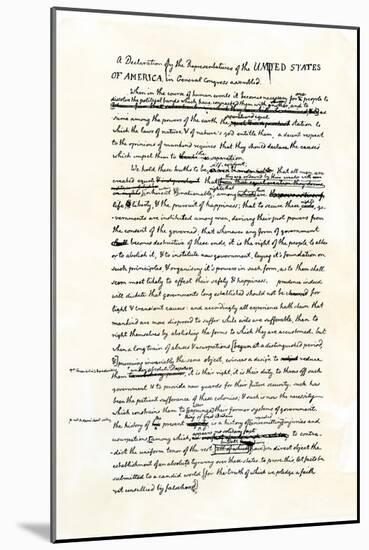 Draft of the Declaration of Independence in Jefferson's Handwriting, Page 1-null-Mounted Giclee Print