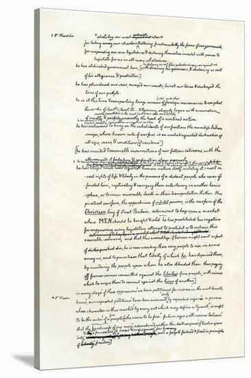 Draft of the Declaration of Independence in Jefferson's Handwriting, Page 3-null-Stretched Canvas