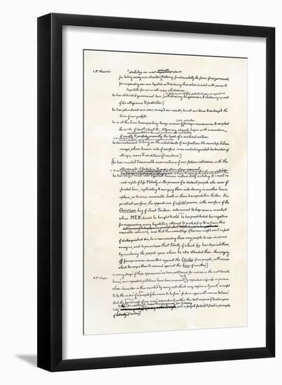 Draft of the Declaration of Independence in Jefferson's Handwriting, Page 3-null-Framed Giclee Print