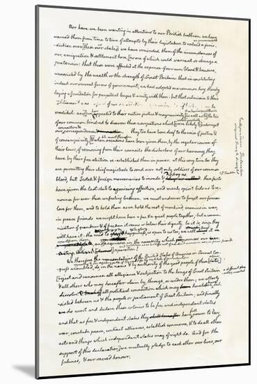 Draft of the Declaration of Independence in Jefferson's Handwriting, Page 4-null-Mounted Giclee Print