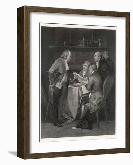 Drafting the Declaration of Independence, Franklin Jefferson Adams Livingston and Sherman-Alonzo Chappel-Framed Photographic Print