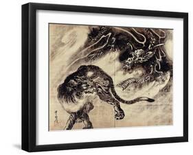 Dragon and Tiger-Kyosai Kawanabe-Framed Giclee Print