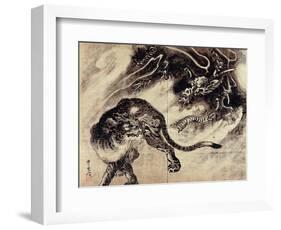 Dragon and Tiger-Kyosai Kawanabe-Framed Giclee Print