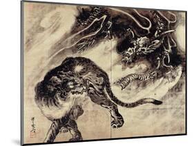 Dragon and Tiger-Kyosai Kawanabe-Mounted Giclee Print