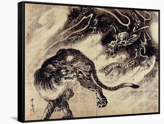 Dragon and Tiger-Kyosai Kawanabe-Framed Stretched Canvas