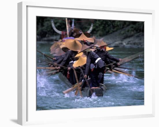 Dragon Boat Race at Miao People's Festival, China-Keren Su-Framed Photographic Print