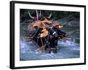 Dragon Boat Race at Miao People's Festival, China-Keren Su-Framed Photographic Print