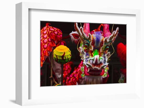 Dragon Dance Celebrating Chinese New Year in China Town, Manila, Philippines-Keren Su-Framed Photographic Print