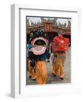 Dragon Dance Performers, Sunday Morning Festival Celebrations, Shengmu Temple, Luerhmen-Christian Kober-Framed Photographic Print