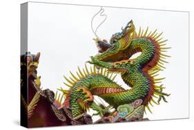 Dragon decoration on the roof in Lingxing Temple, Shibawang Gong Miao, Kaohsiung, Taiwan-Keren Su-Stretched Canvas