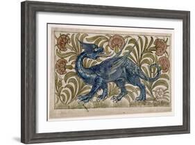 Dragon' Design for a Tile (W/C on Paper)-William De Morgan-Framed Giclee Print