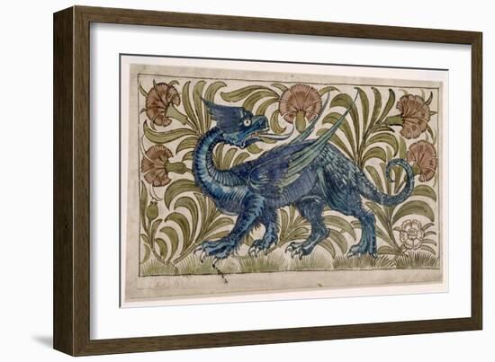 Dragon' Design for a Tile (W/C on Paper)-William De Morgan-Framed Giclee Print