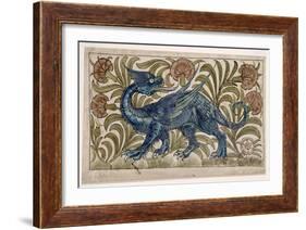 Dragon' Design for a Tile (W/C on Paper)-William De Morgan-Framed Giclee Print