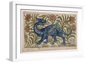 Dragon' Design for a Tile (W/C on Paper)-William De Morgan-Framed Giclee Print