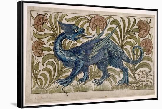 Dragon' Design for a Tile (W/C on Paper)-William De Morgan-Framed Stretched Canvas