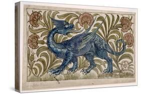 Dragon' Design for a Tile (W/C on Paper)-William De Morgan-Stretched Canvas