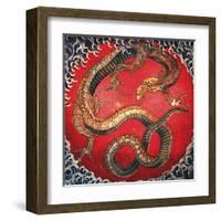 Dragon (detail)-Katsushika Hokusai-Framed Art Print