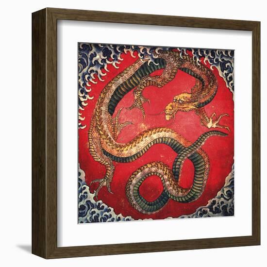 Dragon (detail)-Katsushika Hokusai-Framed Art Print