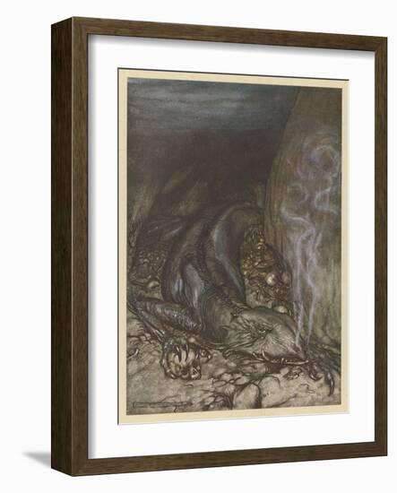 Dragon Fafner-Arthur Rackham-Framed Art Print