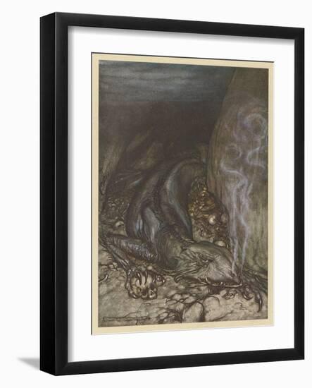 Dragon Fafner-Arthur Rackham-Framed Art Print