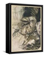 Dragon Fafner-Arthur Rackham-Framed Stretched Canvas