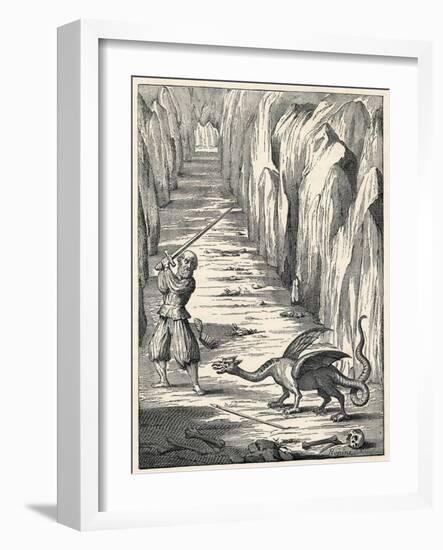 Dragon from the Caves of Mount Pilatus Switzerland-Athanasius Kircher-Framed Art Print