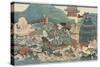 Dragon God Rewarding Hidesato with Three Gifts, April 1858-Utagawa Kuniyoshi-Stretched Canvas
