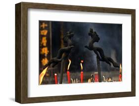 Dragon Incense Burner Baoguang Si Shining Treasure Buddhist Temple, Chengdu, Sichuan, China-William Perry-Framed Photographic Print