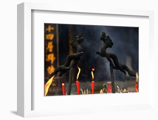Dragon Incense Burner Baoguang Si Shining Treasure Buddhist Temple, Chengdu, Sichuan, China-William Perry-Framed Photographic Print