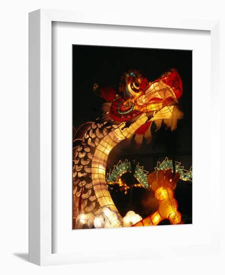 Dragon Lights at the Star Ferry Terminal on Chinese Takeover, Hong Kong, China, Asia-Alison Wright-Framed Photographic Print