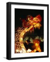 Dragon Lights at the Star Ferry Terminal on Chinese Takeover, Hong Kong, China, Asia-Alison Wright-Framed Photographic Print